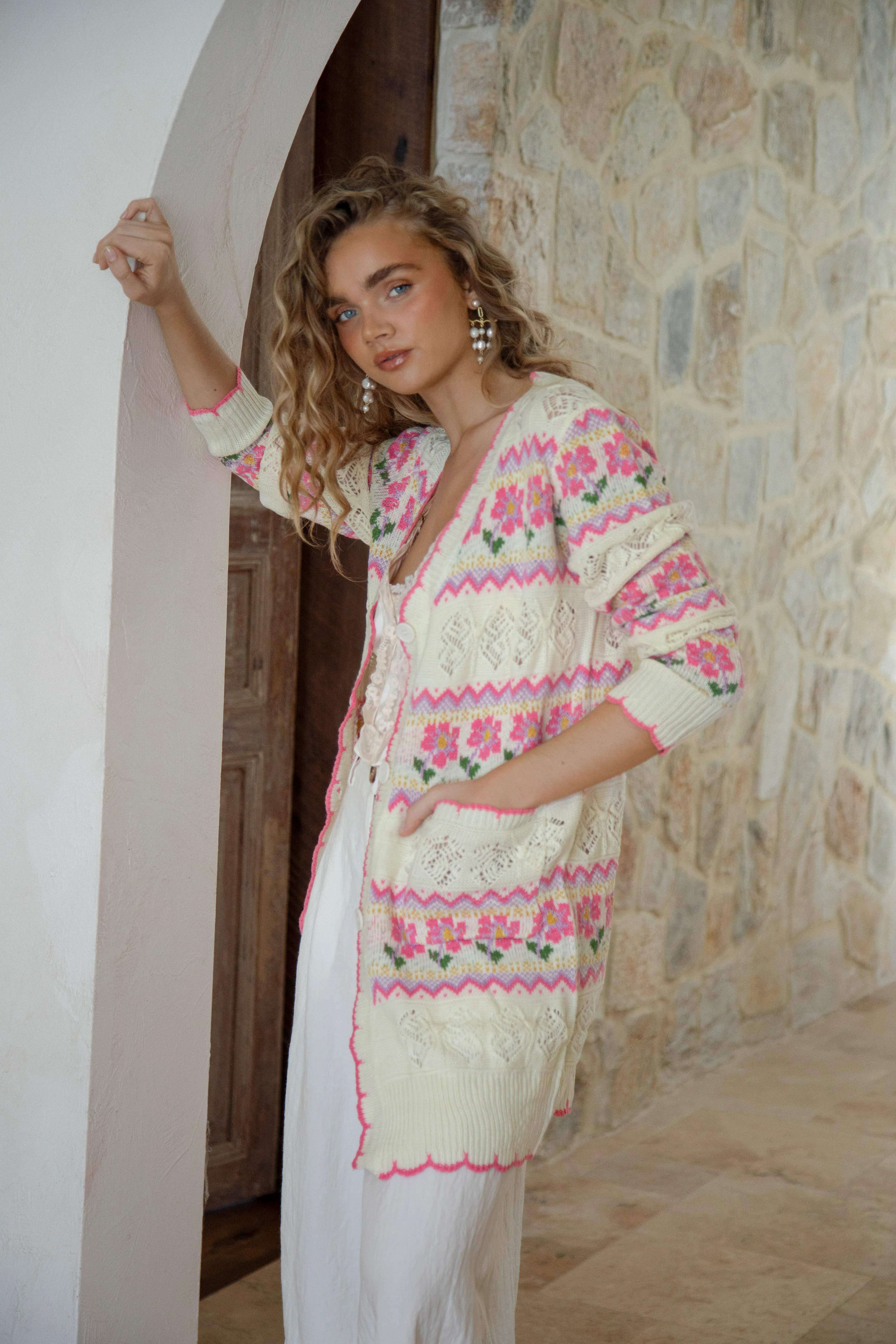 Freya Cardigan - Cream Floral - Image 5