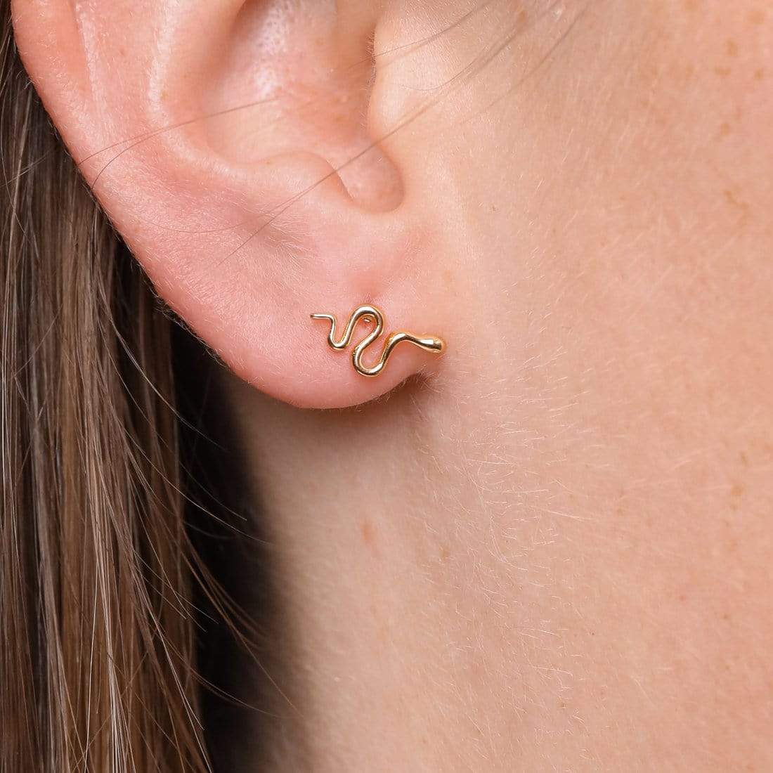 Green Tree Snake Studs Gold - Image 4