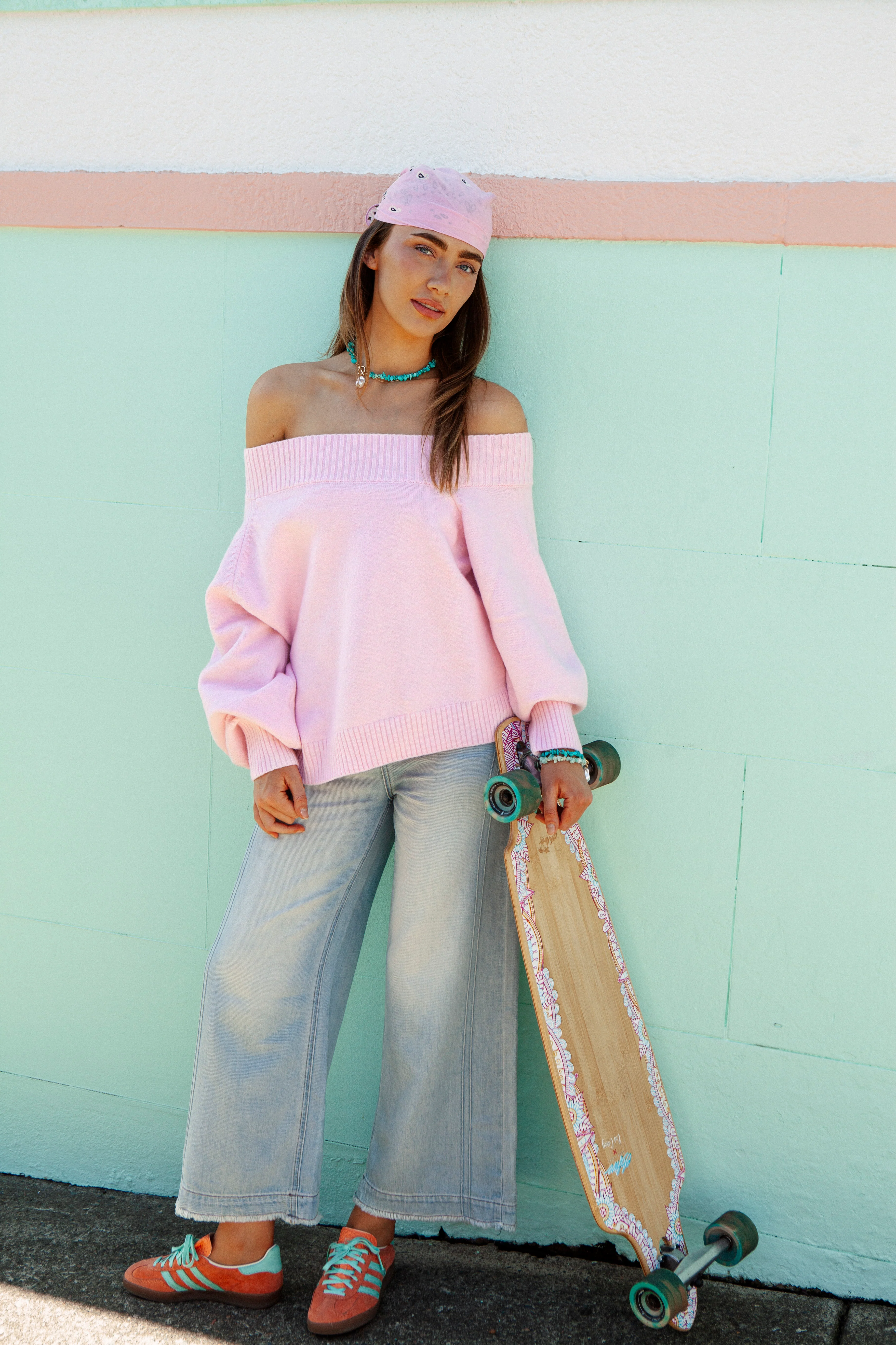 Leilani Off Shoulder Knit - Candy Pink - Image 3