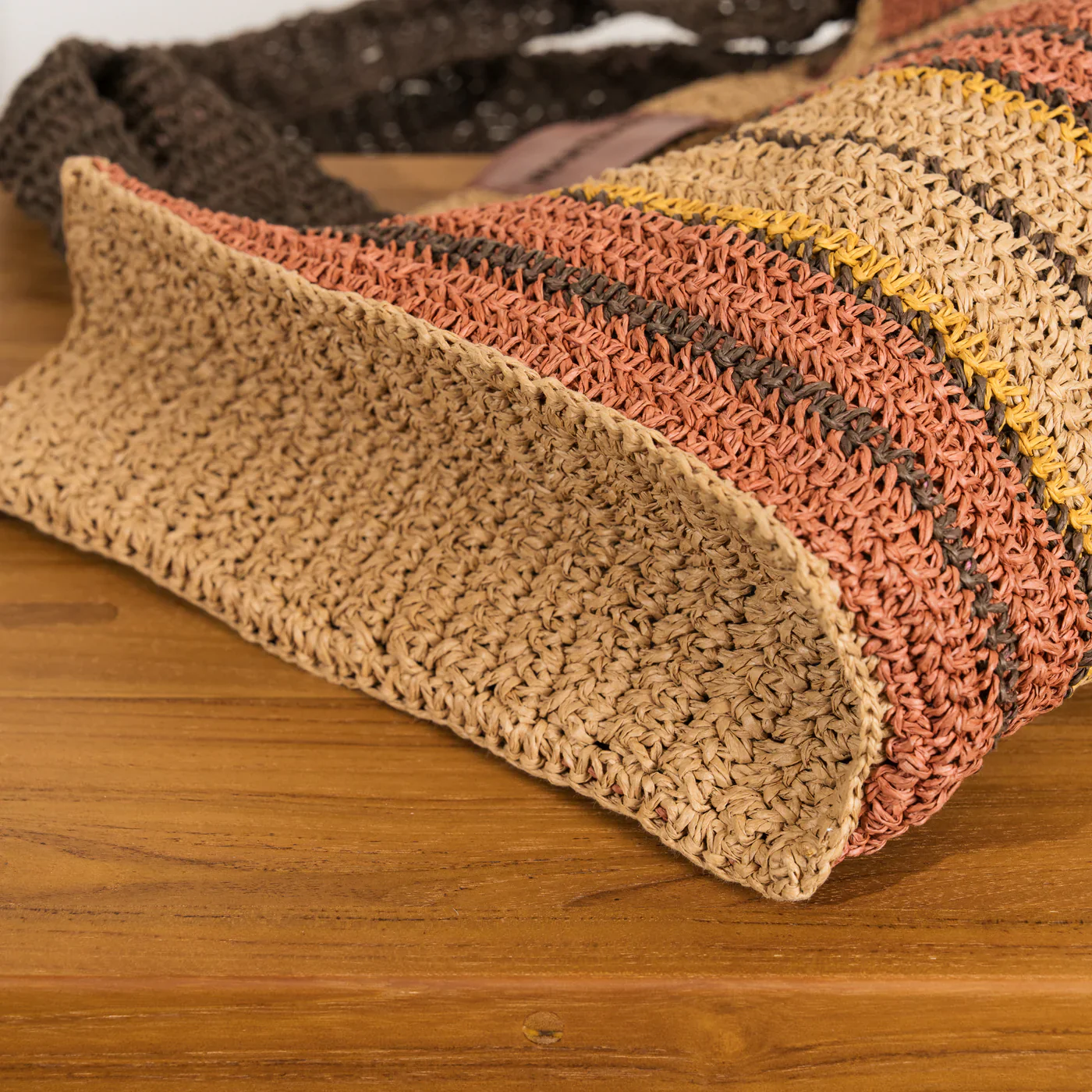Sienna Striped Raffia Bag - Image 3