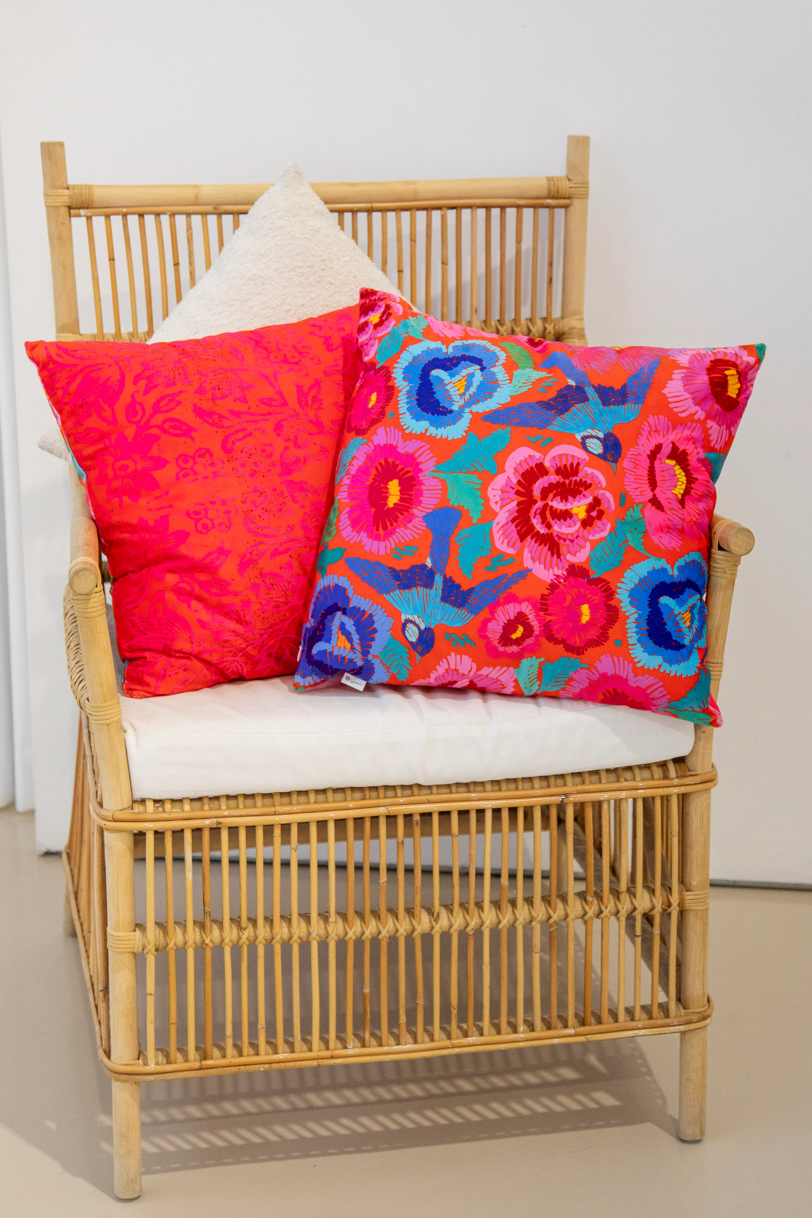 Velvet Cushion Square - Birds and Roses