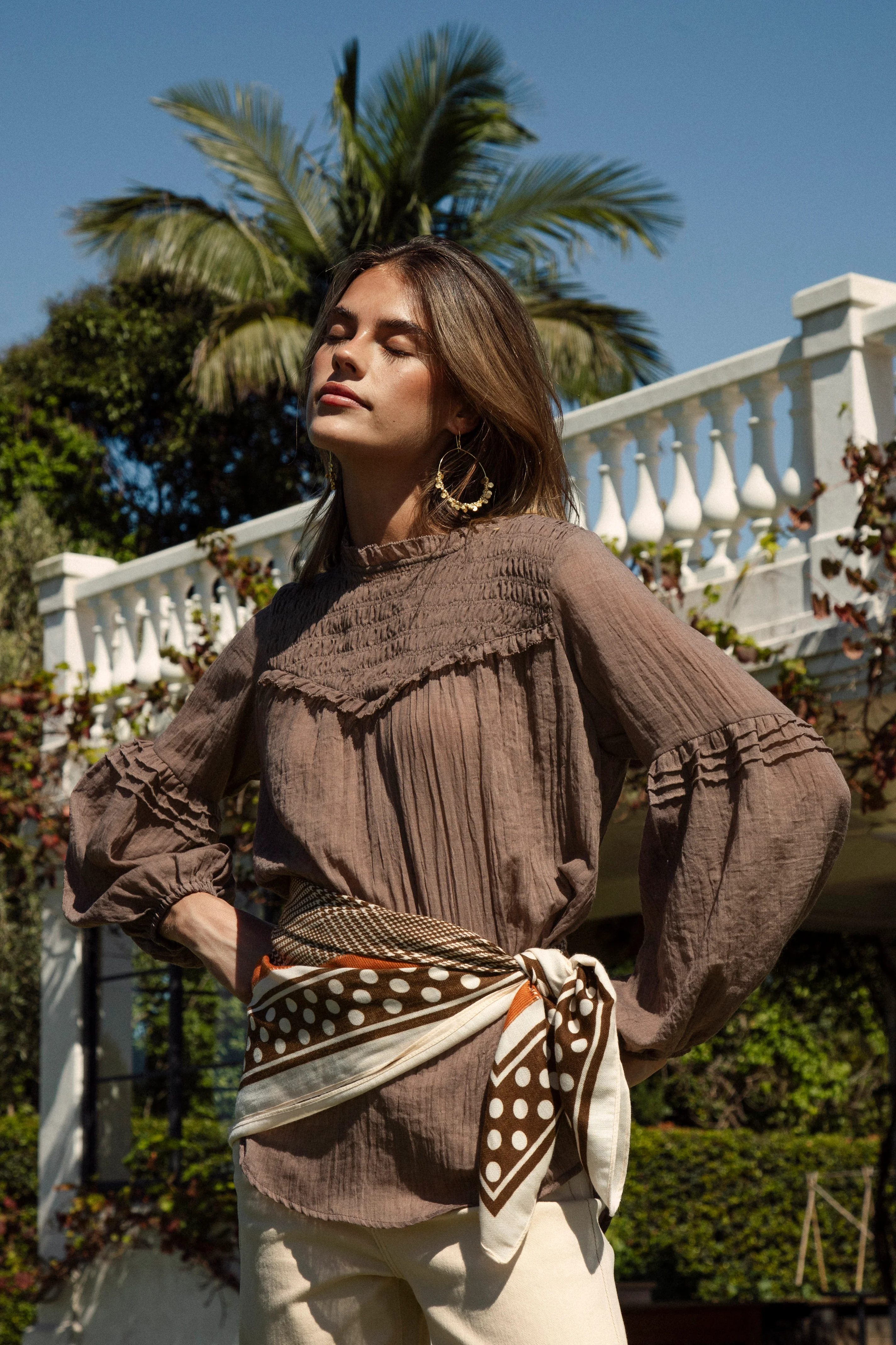 Zimmie Peasant Blouse - Chocolate - Image 2